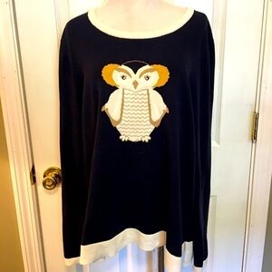 Crown & Ivey pull on sweater with owl detail sz XXL.
